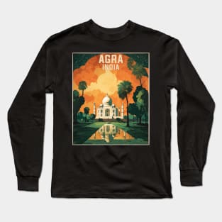 Agra India Starry Night Vintage Tourism Travel Long Sleeve T-Shirt